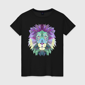 Женская футболка хлопок с принтом Голова льва в Кировске, 100% хлопок | прямой крой, круглый вырез горловины, длина до линии бедер, слегка спущенное плечо | lion | голова льва | лев | хищник | царь зверей