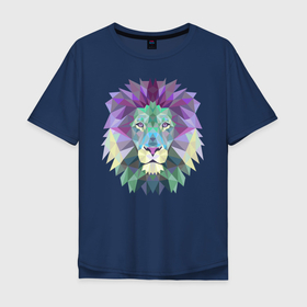 Мужская футболка хлопок Oversize с принтом Голова льва в Екатеринбурге, 100% хлопок | свободный крой, круглый ворот, “спинка” длиннее передней части | lion | голова льва | лев | хищник | царь зверей