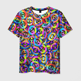 Мужская футболка 3D с принтом Снаперсы в Санкт-Петербурге, 100% полиэфир | прямой крой, круглый вырез горловины, длина до линии бедер | pop it | snappers | антистресс | бублик | игрушка | куча | паттерн | присоска | радуга | снаперс