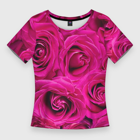 Женская футболка 3D Slim с принтом Бутоны Розы в Петрозаводске,  |  | растения | роза | розы | флористика | цветок | цветы