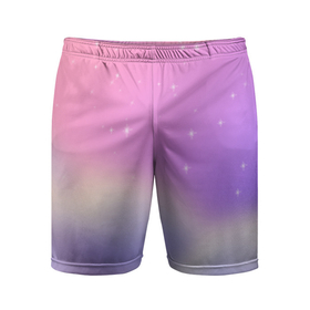 Мужские шорты спортивные с принтом Звёздное небо розовый закат в Екатеринбурге,  |  | закат | звёзды | магия | небо | облака | пейзаж | романтика | фентези