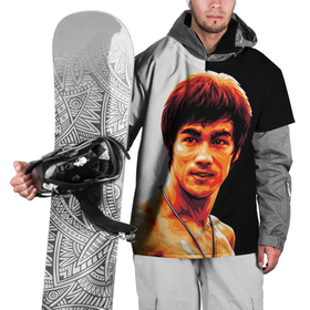Накидка на куртку 3D с принтом Bruce Jeet Kune Do в Кировске, 100% полиэстер |  | bodybuilding | bruce lee | dragon | jeet kune do | karate | legend | sport | бодибилдинг | брюс ли | джит кун до | дракон | каратэ | легенда | спорт