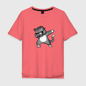 Мужская футболка хлопок Oversize с принтом Кот белый животик в Кировске, 100% хлопок | свободный крой, круглый ворот, “спинка” длиннее передней части | животные | звери | кот | кошка | очки | секретно | танец