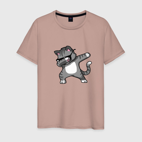 Мужская футболка хлопок с принтом Кот белый животик в Петрозаводске, 100% хлопок | прямой крой, круглый вырез горловины, длина до линии бедер, слегка спущенное плечо. | животные | звери | кот | кошка | очки | секретно | танец