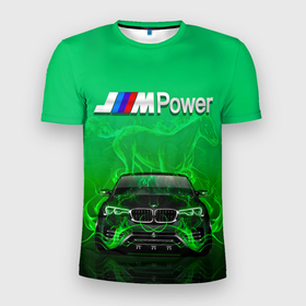 Мужская футболка 3D Slim с принтом BMW GREEN STYLE в Санкт-Петербурге, 100% полиэстер с улучшенными характеристиками | приталенный силуэт, круглая горловина, широкие плечи, сужается к линии бедра | auto | bmw | car | cool | fire | flame | germany | green | horse | авто | бмв | бумер | бэха | германия | зеленый | машина | немец | огонь | тачки