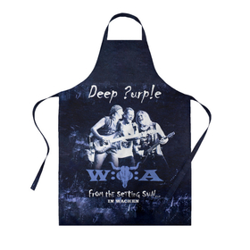 Фартук 3D с принтом From The Setting Sun... (In Wacken)   Deep Purple в Тюмени, 100% полиэстер | общий размер — 65 х 85 см, ширина нагрудника — 26 см, горловина — 53 см, длина завязок — 54 см, общий обхват в поясе — 173 см. Принт на завязках и на горловине наносится с двух сторон, на основной части фартука — только с внешней стороны | deep purple | альбом | гловер | группа | дееп | деп | ди | дип перпл | диперпл | дипперпл | иэн гиллан | иэн пэйс | лого | логотип | метал | морс | пепл | прогрессивный | психоделический | рок | символ | хард
