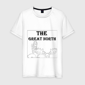 Мужская футболка хлопок с принтом Beef Tobin на лосе| THE GREAT NORTH в Екатеринбурге, 100% хлопок | прямой крой, круглый вырез горловины, длина до линии бедер, слегка спущенное плечо. | beef tobin | the great north | великий север | лось