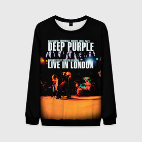 Мужской свитшот 3D с принтом Deep Purple   Live In London в Петрозаводске, 100% полиэстер с мягким внутренним слоем | круглый вырез горловины, мягкая резинка на манжетах и поясе, свободная посадка по фигуре | Тематика изображения на принте: deep purple | альбом | гловер | группа | дееп | деп | ди | дип перпл | диперпл | дипперпл | иэн гиллан | иэн пэйс | лого | логотип | метал | морс | пепл | прогрессивный | психоделический | рок | символ | хард