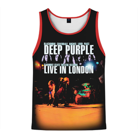 Мужская майка 3D с принтом Deep Purple   Live In London в Екатеринбурге, 100% полиэстер | круглая горловина, приталенный силуэт, длина до линии бедра. Пройма и горловина окантованы тонкой бейкой | Тематика изображения на принте: deep purple | альбом | гловер | группа | дееп | деп | ди | дип перпл | диперпл | дипперпл | иэн гиллан | иэн пэйс | лого | логотип | метал | морс | пепл | прогрессивный | психоделический | рок | символ | хард