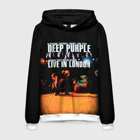 Мужская толстовка 3D с принтом Deep Purple   Live In London в Екатеринбурге, 100% полиэстер | двухслойный капюшон со шнурком для регулировки, мягкие манжеты на рукавах и по низу толстовки, спереди карман-кенгуру с мягким внутренним слоем. | Тематика изображения на принте: deep purple | альбом | гловер | группа | дееп | деп | ди | дип перпл | диперпл | дипперпл | иэн гиллан | иэн пэйс | лого | логотип | метал | морс | пепл | прогрессивный | психоделический | рок | символ | хард