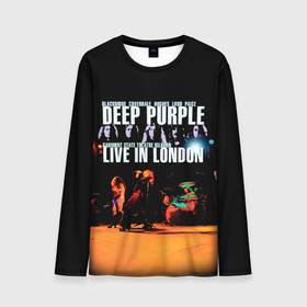 Мужской лонгслив 3D с принтом Deep Purple   Live In London в Екатеринбурге, 100% полиэстер | длинные рукава, круглый вырез горловины, полуприлегающий силуэт | deep purple | альбом | гловер | группа | дееп | деп | ди | дип перпл | диперпл | дипперпл | иэн гиллан | иэн пэйс | лого | логотип | метал | морс | пепл | прогрессивный | психоделический | рок | символ | хард