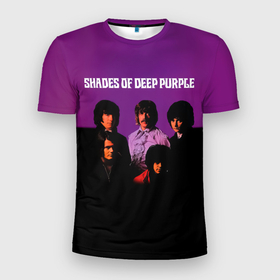 Мужская футболка 3D Slim с принтом Shades of Deep Purple в Новосибирске, 100% полиэстер с улучшенными характеристиками | приталенный силуэт, круглая горловина, широкие плечи, сужается к линии бедра | deep purple | альбом | гловер | группа | дееп | деп | ди | дип перпл | диперпл | дипперпл | иэн гиллан | иэн пэйс | лого | логотип | метал | морс | пепл | прогрессивный | психоделический | рок | символ | хард