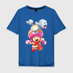 Мужская футболка хлопок Oversize с принтом Girl Toad в Курске, 100% хлопок | свободный крой, круглый ворот, “спинка” длиннее передней части | girl | kart | mario | nintendo | switch | toad | гриб | девочка | картинг | марио | нинтендо свитч