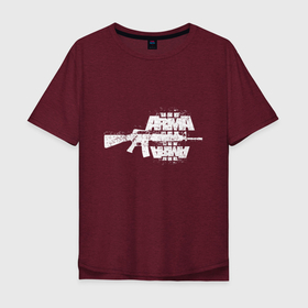 Мужская футболка хлопок Oversize с принтом Arma 3 M 16 в Белгороде, 100% хлопок | свободный крой, круглый ворот, “спинка” длиннее передней части | arma 3 | game | автомат | арма 3 | военный | игра | оружие