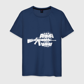 Мужская футболка хлопок с принтом Arma 3 M 16 в Белгороде, 100% хлопок | прямой крой, круглый вырез горловины, длина до линии бедер, слегка спущенное плечо. | arma 3 | game | автомат | арма 3 | военный | игра | оружие