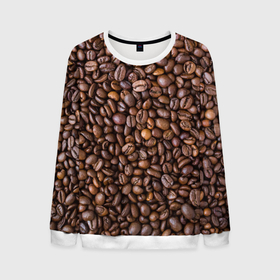 Мужской свитшот 3D с принтом Кофемания в Тюмени, 100% полиэстер с мягким внутренним слоем | круглый вырез горловины, мягкая резинка на манжетах и поясе, свободная посадка по фигуре | Тематика изображения на принте: black | coffee | coffee beans | coffeemania | roasted | жареные | зерна | кофе | кофейные | кофемания | черные