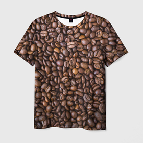 Мужская футболка 3D с принтом Кофемания в Петрозаводске, 100% полиэфир | прямой крой, круглый вырез горловины, длина до линии бедер | black | coffee | coffee beans | coffeemania | roasted | жареные | зерна | кофе | кофейные | кофемания | черные