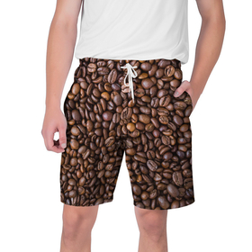 Мужские шорты 3D с принтом Кофемания в Екатеринбурге,  полиэстер 100% | прямой крой, два кармана без застежек по бокам. Мягкая трикотажная резинка на поясе, внутри которой широкие завязки. Длина чуть выше колен | black | coffee | coffee beans | coffeemania | roasted | жареные | зерна | кофе | кофейные | кофемания | черные