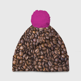 Шапка 3D c помпоном с принтом Кофемания в Тюмени, 100% полиэстер | универсальный размер, печать по всей поверхности изделия | black | coffee | coffee beans | coffeemania | roasted | жареные | зерна | кофе | кофейные | кофемания | черные