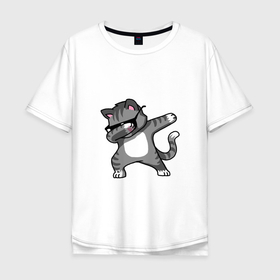 Мужская футболка хлопок Oversize с принтом Коти в очках в Петрозаводске, 100% хлопок | свободный крой, круглый ворот, “спинка” длиннее передней части | котвочках | котейка | котик | котшка | модныйкот