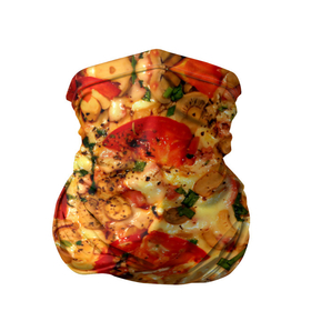 Бандана-труба 3D с принтом Пицца с грибами в Екатеринбурге, 100% полиэстер, ткань с особыми свойствами — Activecool | плотность 150‒180 г/м2; хорошо тянется, но сохраняет форму | baked | cheese | food | herbs | italian | mushrooms | onions | pizza | tomatoes | грибы | еда | запечённые | зелень | итальянская | лук | пицца | помидоры | сыр