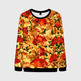 Мужской свитшот 3D с принтом Пицца с грибами в Екатеринбурге, 100% полиэстер с мягким внутренним слоем | круглый вырез горловины, мягкая резинка на манжетах и поясе, свободная посадка по фигуре | baked | cheese | food | herbs | italian | mushrooms | onions | pizza | tomatoes | грибы | еда | запечённые | зелень | итальянская | лук | пицца | помидоры | сыр