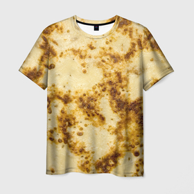 Мужская футболка 3D с принтом Жареный блин в Петрозаводске, 100% полиэфир | прямой крой, круглый вырез горловины, длина до линии бедер | damn | dough | food | fried | ruddy | блин | еда | жареный | румяный | тесто