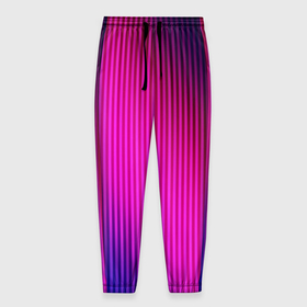 Мужские брюки 3D с принтом Фиолетово малиновый градиент в Тюмени, 100% полиэстер | манжеты по низу, эластичный пояс регулируется шнурком, по бокам два кармана без застежек, внутренняя часть кармана из мелкой сетки | градиент | малиновый | модный | полосатый | современный | фиолетовый
