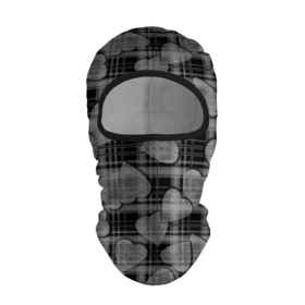 Балаклава 3D с принтом Черно серый клетчатый узор в Новосибирске, 100% полиэстер, ткань с особыми свойствами — Activecool | плотность 150–180 г/м2; хорошо тянется, но при этом сохраняет форму. Закрывает шею, вокруг отверстия для глаз кайма. Единый размер | в клетку | монохромный | сердца | серый и черный | серый клетчатый узор
