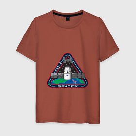 Мужская футболка хлопок с принтом Космос близко в Санкт-Петербурге, 100% хлопок | прямой крой, круглый вырез горловины, длина до линии бедер, слегка спущенное плечо. | астронавты | илон маск | космос