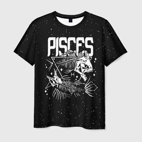 Мужская футболка 3D с принтом Dark Pisces в Санкт-Петербурге, 100% полиэфир | прямой крой, круглый вырез горловины, длина до линии бедер | pisces | zodiac | астрология | гороскоп | гороскопы | зз | знаки зодиака | зодиак | рыбы
