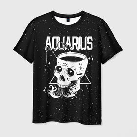 Мужская футболка 3D с принтом Dark Aquarius в Курске, 100% полиэфир | прямой крой, круглый вырез горловины, длина до линии бедер | aquarius | zodiac | астрология | водолей | гороскоп | гороскопы | зз | знаки зодиака | зодиак