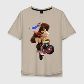 Мужская футболка хлопок Oversize с принтом DK Ride в Екатеринбурге, 100% хлопок | свободный крой, круглый ворот, “спинка” длиннее передней части | diddy | dk | donkey | kong | nintendo | scooter | дк | донкей | конг | скутер