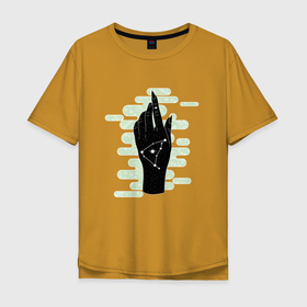 Мужская футболка хлопок Oversize с принтом Astrological Hand Capricorn в Тюмени, 100% хлопок | свободный крой, круглый ворот, “спинка” длиннее передней части | capricorn | zodiac | астрология | гороскоп | гороскопы | зз | знаки зодиака | зодиак | козерог