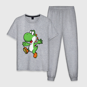 Мужская пижама хлопок с принтом Mario Yoshi в Курске, 100% хлопок | брюки и футболка прямого кроя, без карманов, на брюках мягкая резинка на поясе и по низу штанин
 | mario | nintendo | yoshi | йоши | марио | нинтендо