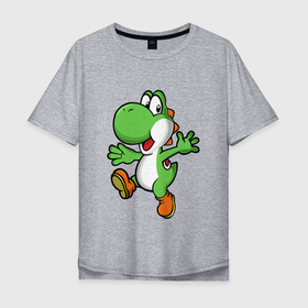 Мужская футболка хлопок Oversize с принтом Mario Yoshi в Кировске, 100% хлопок | свободный крой, круглый ворот, “спинка” длиннее передней части | mario | nintendo | yoshi | йоши | марио | нинтендо