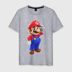 Мужская футболка хлопок с принтом Marios в Белгороде, 100% хлопок | прямой крой, круглый вырез горловины, длина до линии бедер, слегка спущенное плечо. | mario | nintendo | switch | марио | нинтендо | свитч