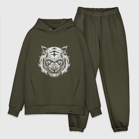 Мужской костюм хлопок OVERSIZE с принтом Man Tiger в Курске,  |  | 2022 | animal | cat | lion | tiger | год тигра | животные | зверь | зубы | кот | кошка | лев | охотник | полосатый | природа | тигр | тигренок | тигрица | хищник