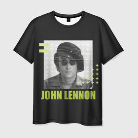 Мужская футболка 3D с принтом Стильный Ленон в Екатеринбурге, 100% полиэфир | прямой крой, круглый вырез горловины, длина до линии бедер | alternative | beatles | music | rock | альтернатива | битлс | битлы | джон леннон | металл | музыка | рок
