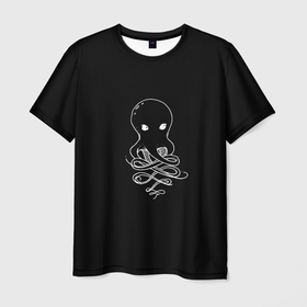 Мужская футболка 3D с принтом Small Octopus в Курске, 100% полиэфир | прямой крой, круглый вырез горловины, длина до линии бедер | draw | drawing | octopus | карандаш | милашка | море | морские обитатели | октопус | осьминог | осьминожка | рисунок | рисунок карандашом | рыба