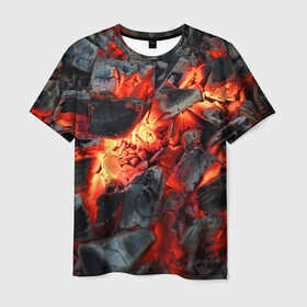 Мужская футболка 3D с принтом Древесные угли в Петрозаводске, 100% полиэфир | прямой крой, круглый вырез горловины, длина до линии бедер | ash | bonfire | coals | fire | heat | nature | smoldering | tourism | woody | древесные | жар | костер | огонь | пепел | природа | тлеющие | туризм | угли