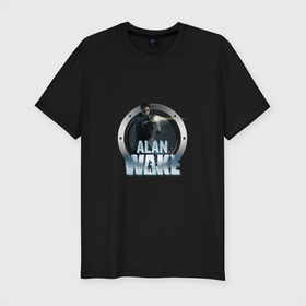 Мужская футболка хлопок Slim с принтом Alan Wakes American Nightmare в Кировске, 92% хлопок, 8% лайкра | приталенный силуэт, круглый вырез ворота, длина до линии бедра, короткий рукав | alan wake | american nightmare | игра | компьютерная игра | хорор