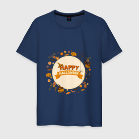Мужская футболка хлопок с принтом Сладость или гадость в Новосибирске, 100% хлопок | прямой крой, круглый вырез горловины, длина до линии бедер, слегка спущенное плечо. | halloween | pumpkin | trick or treat | праздник | сладости | тыква | хэллоуин