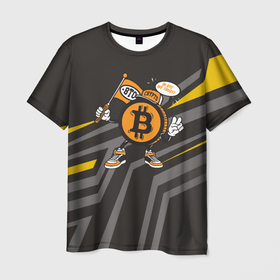 Мужская футболка 3D с принтом BTC монета в Кировске, 100% полиэфир | прямой крой, круглый вырез горловины, длина до линии бедер | Тематика изображения на принте: bitcoin | btc | альткоин | альты | биткоин | биток | бтс | бтц | крипта | криптовалюта