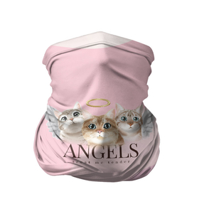 Бандана-труба 3D с принтом Кошечки   ангелы в Курске, 100% полиэстер, ткань с особыми свойствами — Activecool | плотность 150‒180 г/м2; хорошо тянется, но сохраняет форму | angels | ангел | ангелы | кот | котенок | котик | кошка | милая