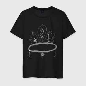 Мужская футболка хлопок с принтом Чокнутая корона в Новосибирске, 100% хлопок | прямой крой, круглый вырез горловины, длина до линии бедер, слегка спущенное плечо. | абстракционизм | галюцинации | корона | минимализм | око демона | шиза