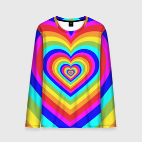 Мужской лонгслив 3D с принтом Цветные сердца | Colored hearts в Петрозаводске, 100% полиэстер | длинные рукава, круглый вырез горловины, полуприлегающий силуэт | 00s | 2000s | 70s | 80s | 90s | aesthetic | bratz | colour | cow | cute | funny | girl | girly | glitter | grunge | heart | indie | meme | memes | pastel | pink | pinterest | popular | rainbow | retro | tiktok | trending | trendy | tumblr | vintage | vsco