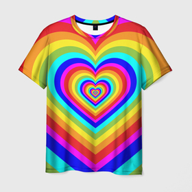 Мужская футболка 3D с принтом Цветные сердца | Colored hearts , 100% полиэфир | прямой крой, круглый вырез горловины, длина до линии бедер | 00s | 2000s | 70s | 80s | 90s | aesthetic | bratz | colour | cow | cute | funny | girl | girly | glitter | grunge | heart | indie | meme | memes | pastel | pink | pinterest | popular | rainbow | retro | tiktok | trending | trendy | tumblr | vintage | vsco