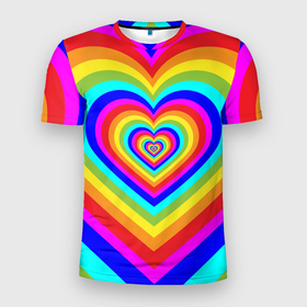 Мужская футболка 3D Slim с принтом Цветные сердца | Colored hearts в Петрозаводске, 100% полиэстер с улучшенными характеристиками | приталенный силуэт, круглая горловина, широкие плечи, сужается к линии бедра | 00s | 2000s | 70s | 80s | 90s | aesthetic | bratz | colour | cow | cute | funny | girl | girly | glitter | grunge | heart | indie | meme | memes | pastel | pink | pinterest | popular | rainbow | retro | tiktok | trending | trendy | tumblr | vintage | vsco