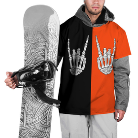 Накидка на куртку 3D с принтом Ладошки скелета в Белгороде, 100% полиэстер |  | bones | halloween | hands | happy halloween | rock | skeleton | skillet | skull | жест | жест коза | кисти рук | кости | ладони | ладошки | металлист | молодежные | пальцы | пальцы вверх | подростковые | рога | рокер | руки | символ | скеле